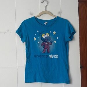 Y2K The Muppets Gonzo Proud To Be Weird Blue Graphic Baby T-Shirt Womens Small
